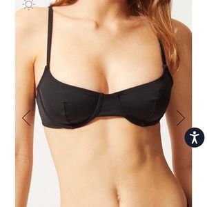 NWT Solid and Striped Eva Bikini Top Black